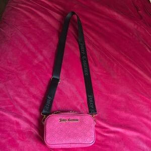 Juicy Couture Fuchsia Crossbody Bag with Black Strap